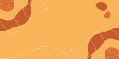 Orange autumn background, abstract wave and leaf pattern with empty space for text. Template for banners, posters, and social media. vector
