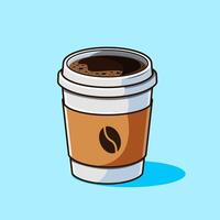 Coffee to go, Cup of Coffee with a Brown Sleeve and a Coffee Bean Vectors Illustration Cartoon Design
