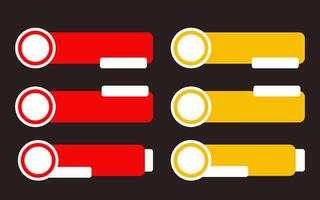 Lower thirds six vibrant red and yellow broadcast graphics for your videos. vector