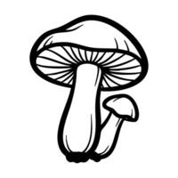 A black and white line drawing of two mushrooms hand drawing illustration vector