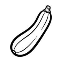 A black and white line drawing of a zucchini hand drawing illustration vector