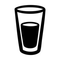 Black and white icon of a glass filled with dark liquid hand drawing illustration vector