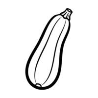 A black and white line drawing of a zucchini hand drawing vector