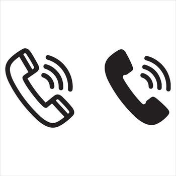Two simple icons representing a phone call with sound waves vector