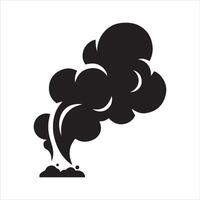 Black stylized smoke plume rising from a surface with small particles vector