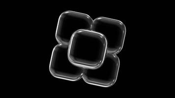 Glossy Transparent Geometric Shape Rotation Against Black Background video