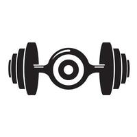 Black and white dumbbell icon representing fitness exercise and workout illustration vector
