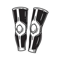 Detailed black and white illustration of two knee protection pads isolated on white background vector