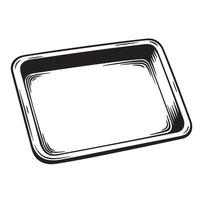 Black rectangular tray with rounded corners and textured edges white container vector
