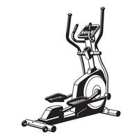 Black and white illustration of an elliptical trainer exercise equipment for fitness and health vector