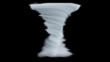 3D Tornado Animation on Black Background. Rotating Cyclone Storm Vortex. 4K video
