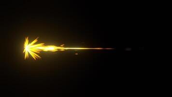 Muzzle Flash Animation on a Black Background. Glowing Firing Effect. 4K video