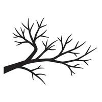 Silhouette of a bare tree branch in black and white isolated on white background vector