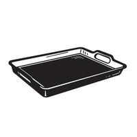 Black rectangular serving tray with handles white vector
