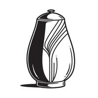 Elegant black and white vase with decorative lines ceramic vector