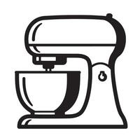 Black and white illustration of a kitchen mixer appliance baking vector