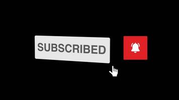 Animated subscribe, like and bell ringing animation on alpha channel background video