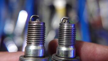 Close-Up of Automotive Spark Plugs Showing Wear and Usage video