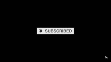 Subscribe button and notification bell animation. Subscribe animation changes color from red to white on alpha channel background video