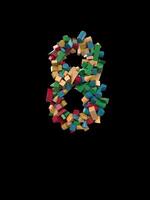 Animated Dynamic Colorful Wooden Building Block Typeface the number 8 video