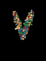 Animated Dynamic Colorful Wooden Building Block Typeface the letter V video