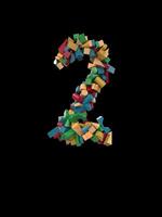 Animated Dynamic Colorful Wooden Building Block Typeface the number 2 video