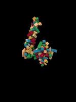 Animated Dynamic Colorful Wooden Building Block Typeface the number 4 video
