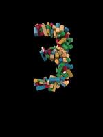 Animated Dynamic Colorful Wooden Building Block Typeface the number 3 video