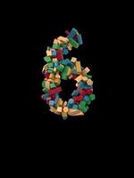 Animated Dynamic Colorful Wooden Building Block Typeface the number 6 video