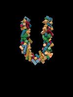 Animated Dynamic Colorful Wooden Building Block Typeface the letter U video