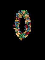 Animated Dynamic Colorful Wooden Building Block Typeface the number 0 video