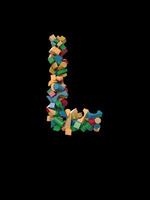 Animated Dynamic Colorful Wooden Building Block Typeface the letter L video