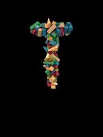 Animated Dynamic Colorful Wooden Building Block Typeface the letter T video