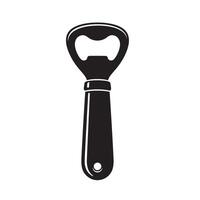 Black bottle opener with white background tool kitchen vector