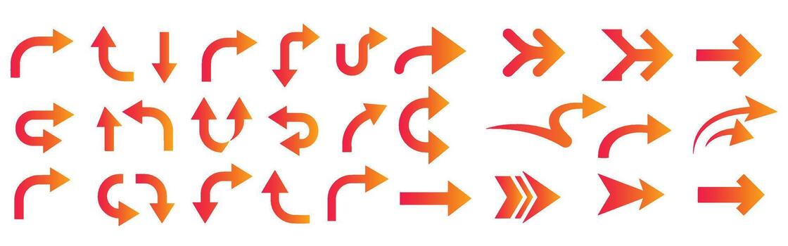 Collection of arrows in various directions and styles isolated on white background vector
