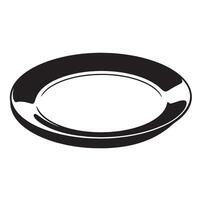 Black oval plate with white rim vector