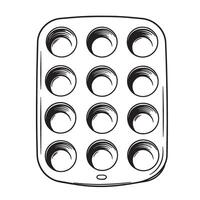 Baking tray with circular indentations muffin tin cupcake pan vector