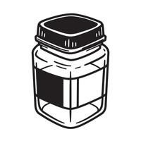 Black ink jar with label glass jar container vector
