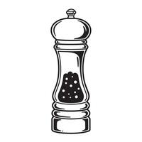Vintage pepper mill with peppercorns grinder spice vector