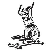 Black and white illustration of an elliptical trainer exercise fitness equipment vector