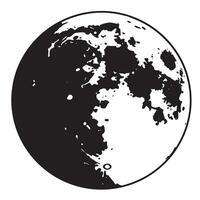 Detailed black and white illustration of the moon featuring craters and surface texture vector