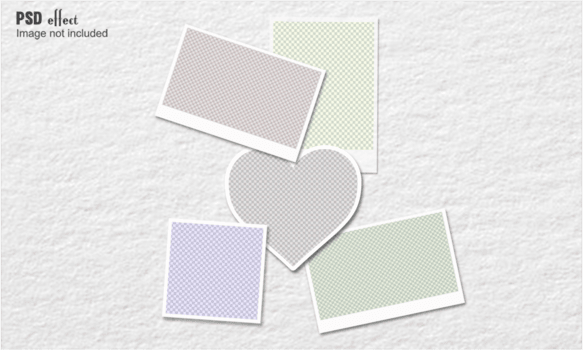 einstellen von realistisch Foto Vorlage. fünf leeren Foto Frames spotten oben mit Schatten, Polaroid Frames realistisch Foto Vorlagen psd