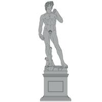 David Michelangelo sculpture Renaissance art, David with a Sling Biblical character, David Michelangelo statue on a marble base vector