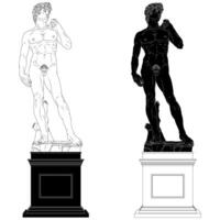 David with a Sling Biblical character, David Michelangelo statue on a marble base vector
