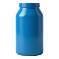 Blue Plastic Supplement Container with Lid Open png