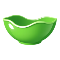 Green bowl with wavy rim, isolated on transparent background. png