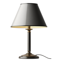 Elegant Table Lamp with Black Shade and Brass Accents png
