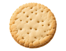 Close-up of a Round Sandwich Cookie with Cream Filling and Hole Pattern png