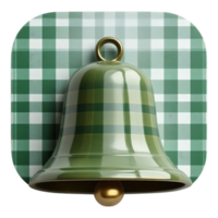 Green Bell Icon on Gingham Elegant Notification Symbol png