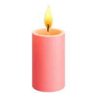 Pink candle with lit flame, transparent background png